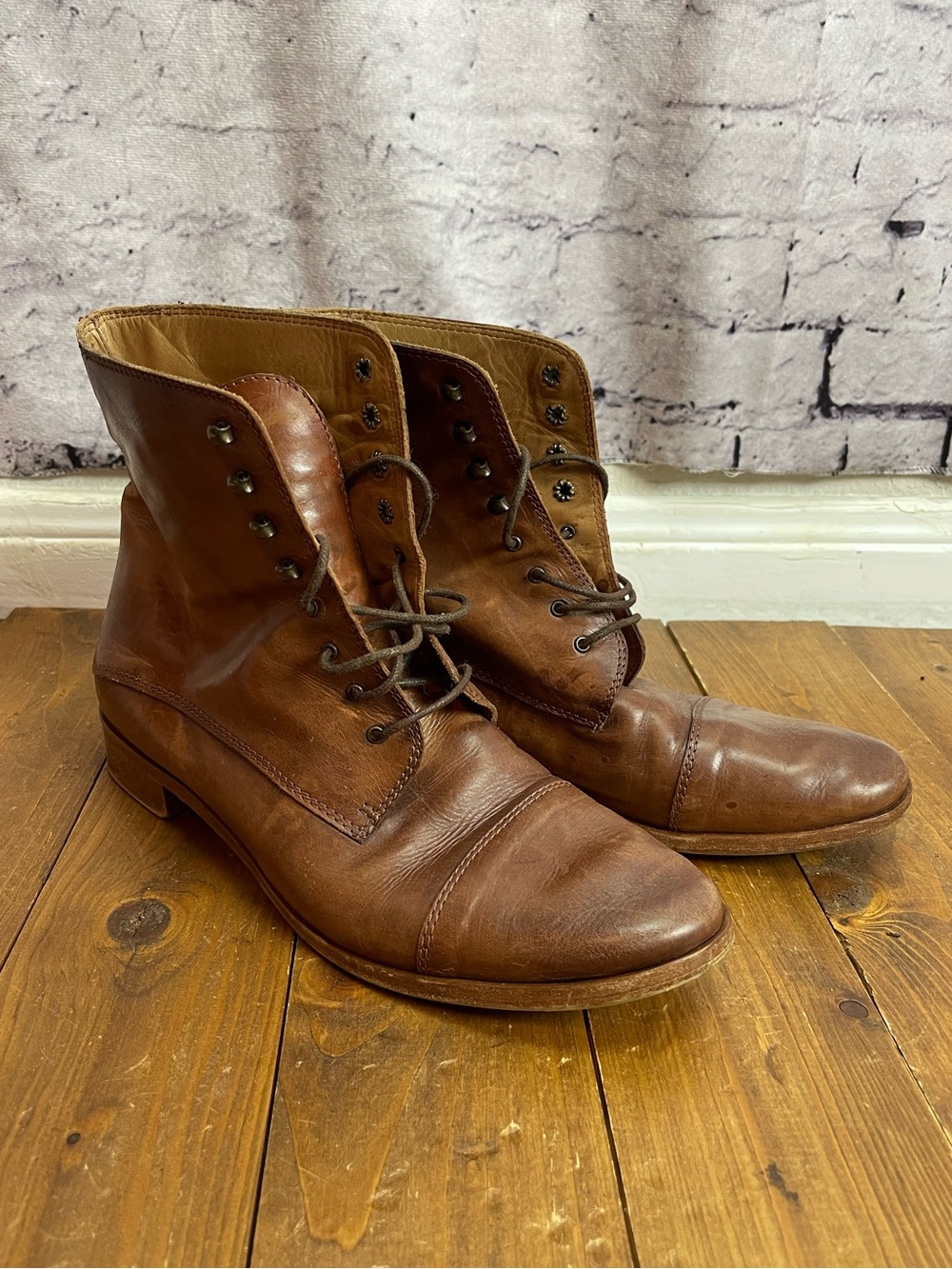 Women's Brown Leather Lace-Up Ankle Boots